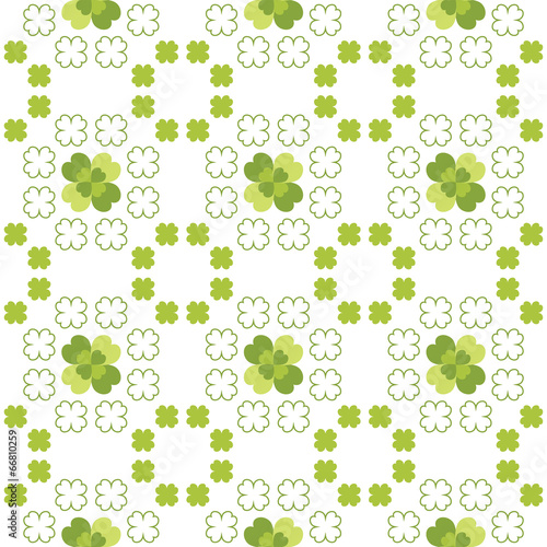 Seamless decorative floral pattern with clover, shamrocks
