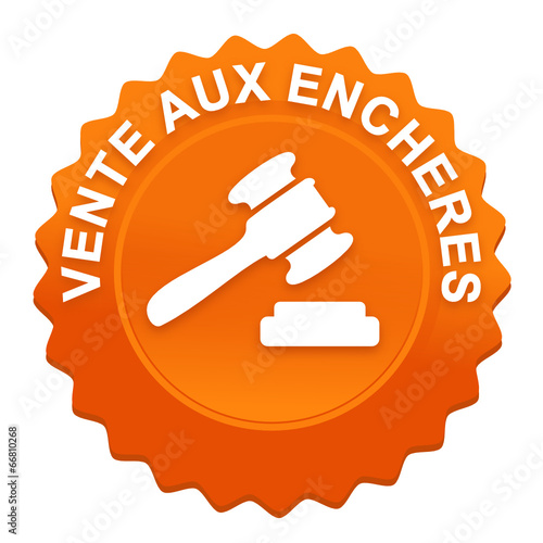 vente aux enchères sur bouton web denté orange