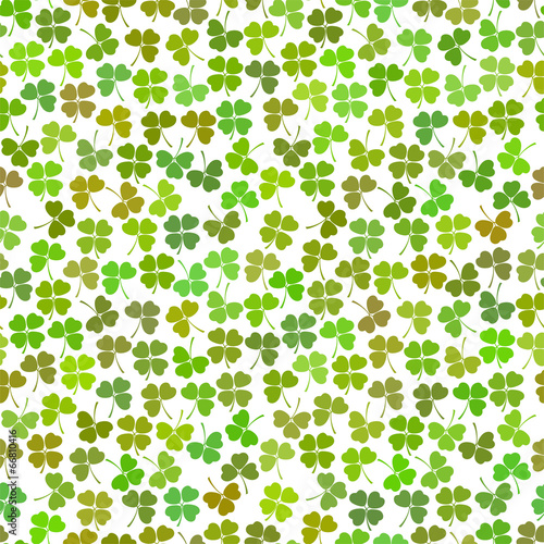 Seamless decorative floral pattern with clover  shamrocks