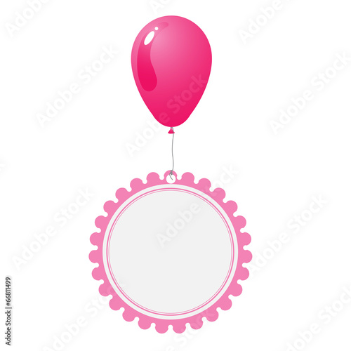 pink balloon with abstract flower tag vector