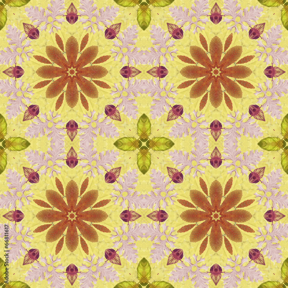 Seamless pattern with colorful leaves