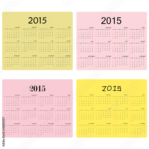 Calendar for 2015 on background