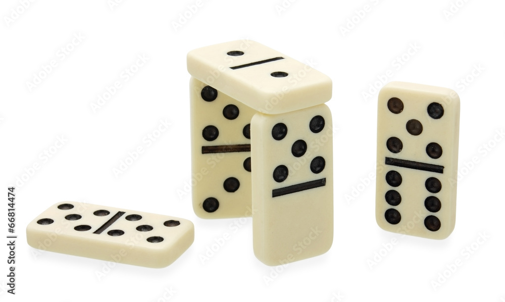 Dominoes construction on white background Dominoes construction on white background