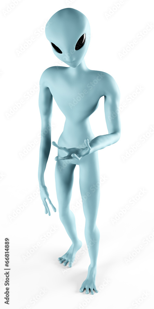 Alien Humanoid Full-length Standing Pose. Isolated on White Alien Humanoid Full-length Standing Pose. Isolated on White