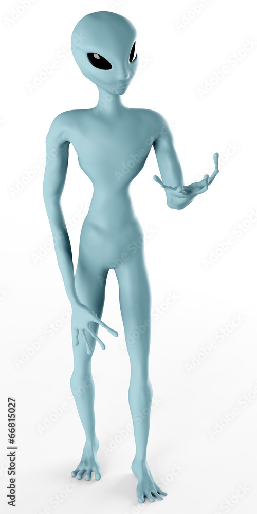 Alien Humanoid Full-length Standing Pose. Isolated on White Alien Humanoid Full-length Standing Pose. Isolated on White