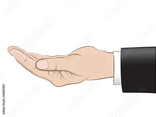 isolated empty man hand with black suit sleeve vector