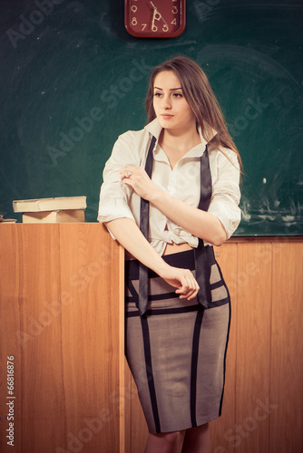 young female teacher at classroom