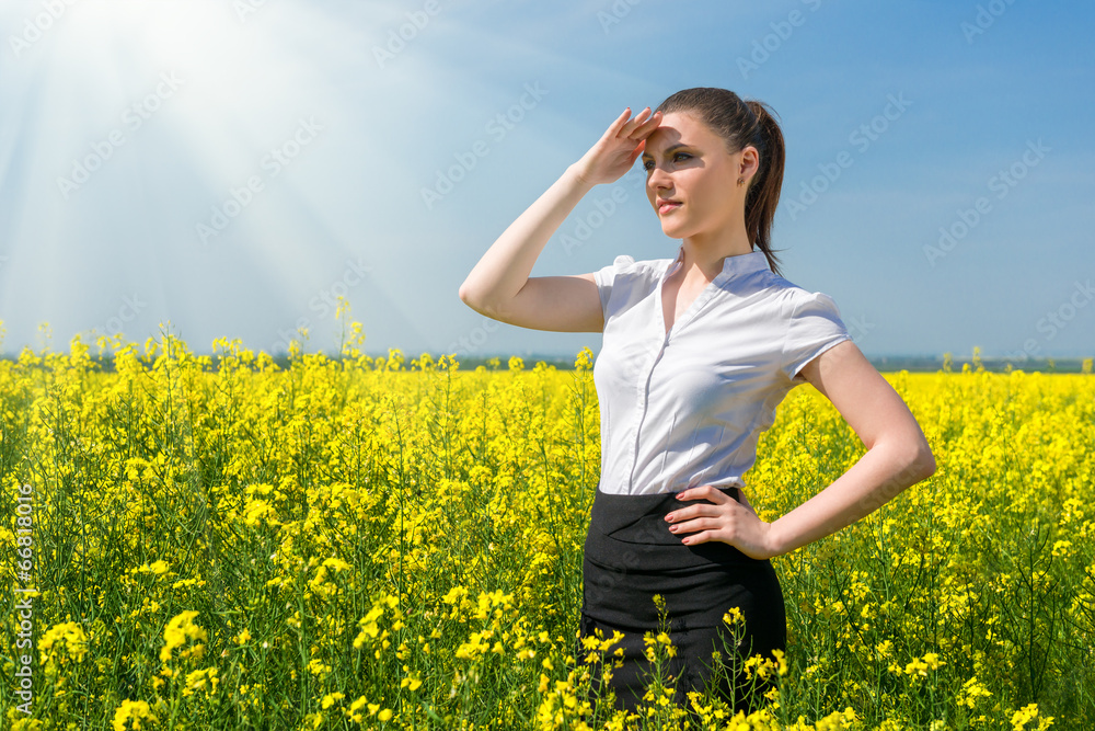 business woman at the field business woman at the field
