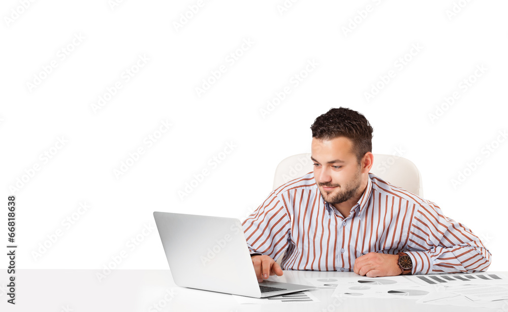 Attractive businessman with plain white copy space Attractive businessman with plain white copy space