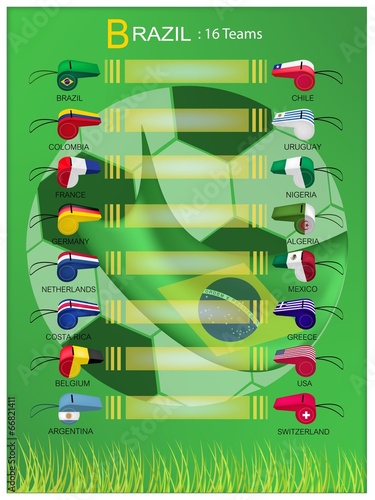 16 Teams of Football Tournament in Brazil Final Tournament