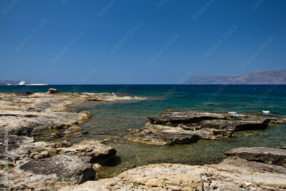 beach with rocks in Crete, Greece 
