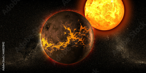 Slika na platnu Pianeta universo sole galassia sci-fi