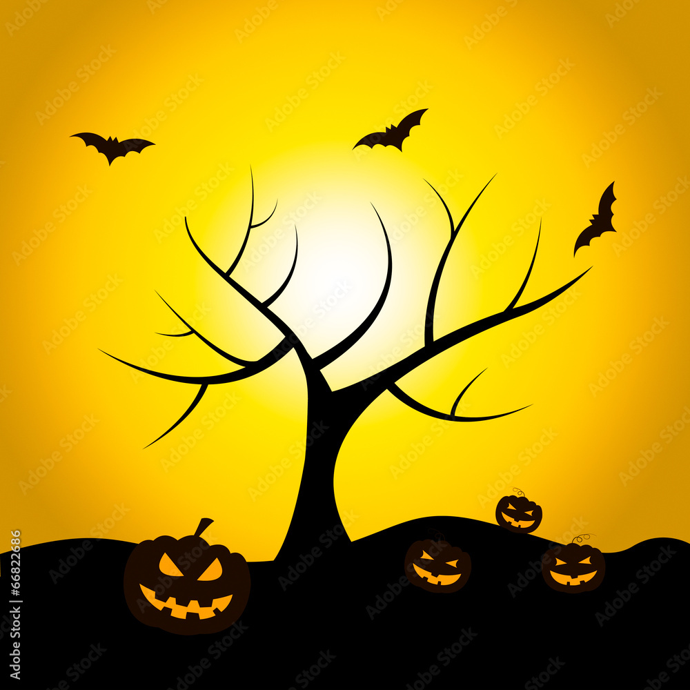 Halloween Tree Means Trick Or Treat And Bat Halloween Tree Means Trick Or Treat And Bat