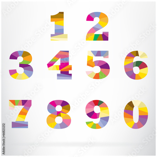 Polygon number alphabet colorful font style