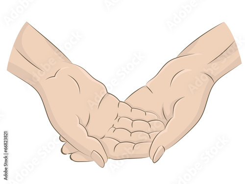 isolated two human hands across vector