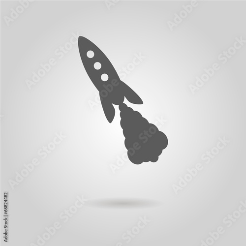 icon rocket takes off with shadow