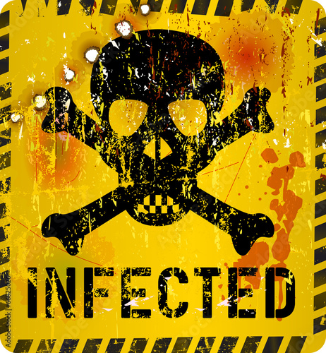 Computer virus alert, grungy sign, vector