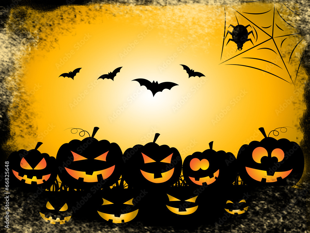 Pumpkin Bats Represents Trick Or Treat And Celebration