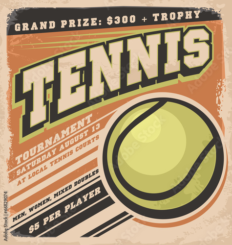 Retro poster design for tennis tournament