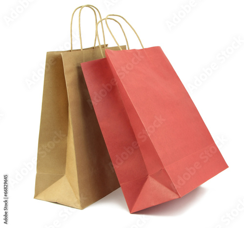Billede på lærred Two shopping bag isolated on white background.