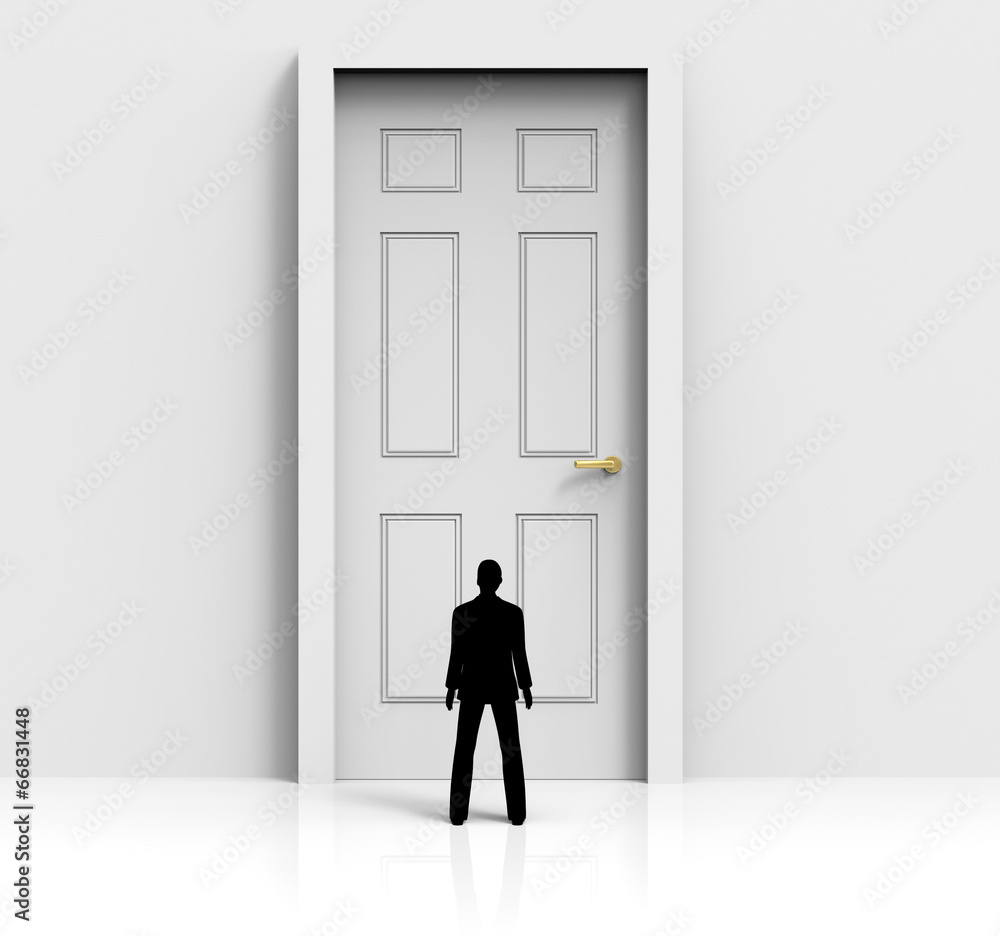 Fototapeta premium Door Mystery Shows Confused Wondering And Doorways