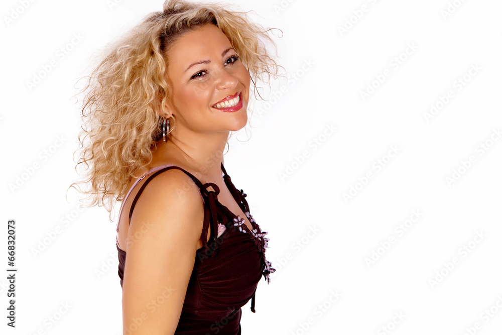 Fototapeta premium Portrait einer blonden lachende attraktiven Frau