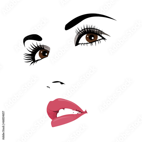 Confident woman looking up vector portrait