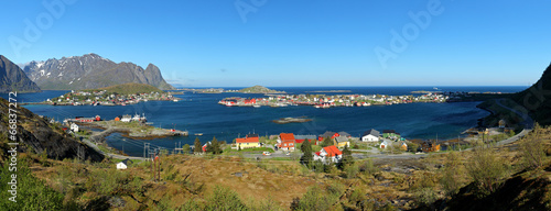 Panorama view of village Reine, Norway #66837272