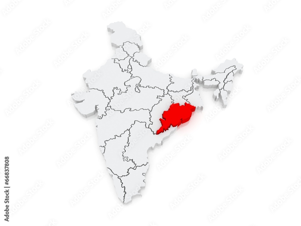 Map of Odisha. India. Stock Illustration Adobe Stock