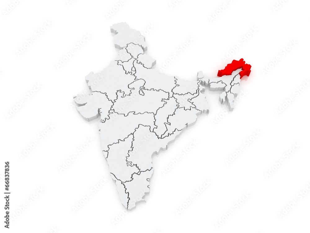Arunachal Pradesh On Map Of India Map Of Arunachal Pradesh. India. Stock Illustration | Adobe Stock