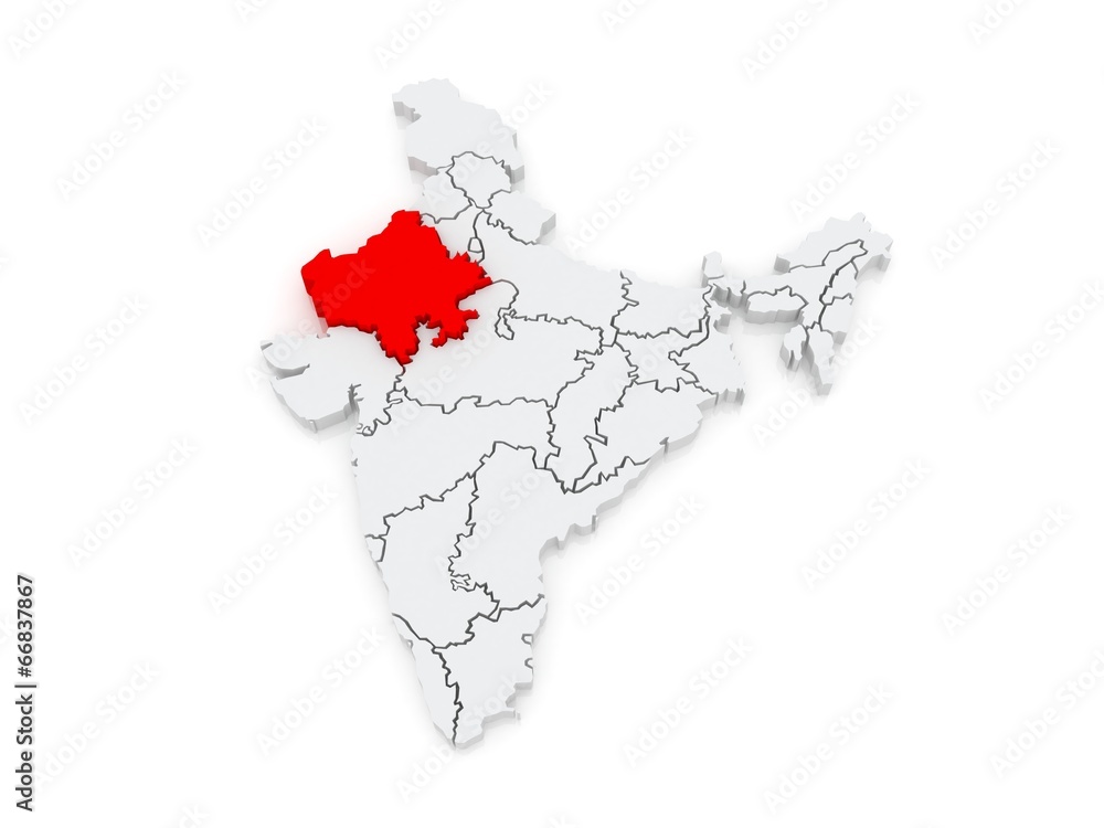 Map of Rajasthan. India. Stock Illustration | Adobe Stock