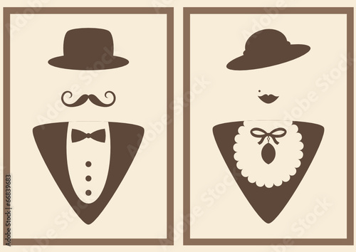 abstract vintage lady and gentleman sign