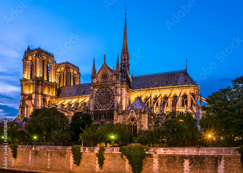 Notre Dame de Paris cathedral-night view