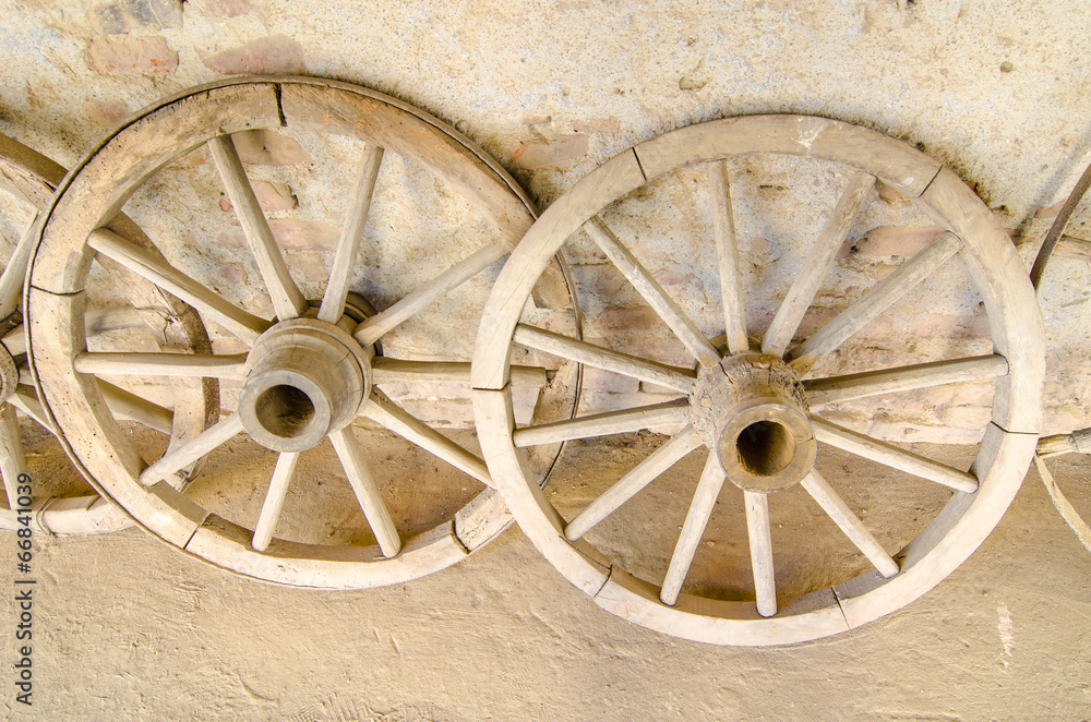 Antique Cart Wheels made of wood