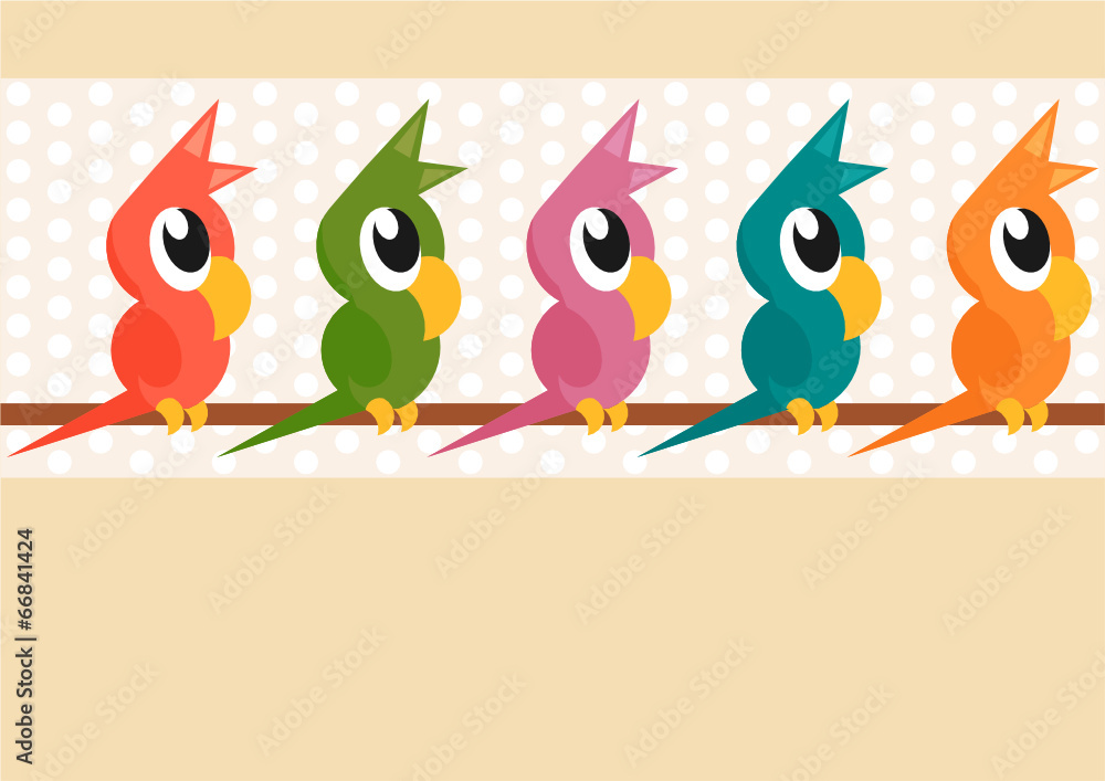 cartoon parrots on a branch cartoon parrots on a branch