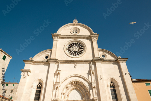 Famous cathedral of St  James in Shibenik, Croatia photo