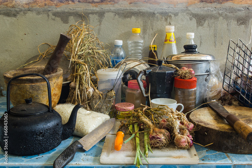 Pile of dirty dishes in the kitchen - Compulsive Hoarding Syndro photo