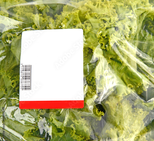 iceberg lettuce in plastic bag package