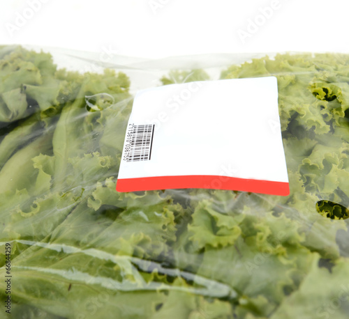 iceberg lettuce in plastic bag package