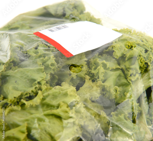 iceberg lettuce in plastic bag package
