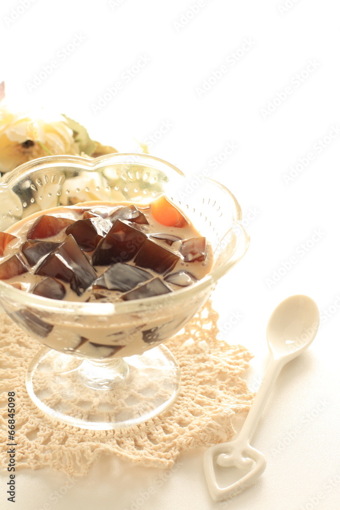 Coffee Jelly and milk for gourmet dessert image Coffee Jelly and milk for gourmet dessert image