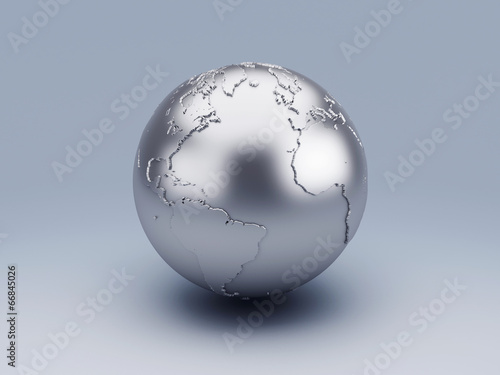 metallic world globe 3d
