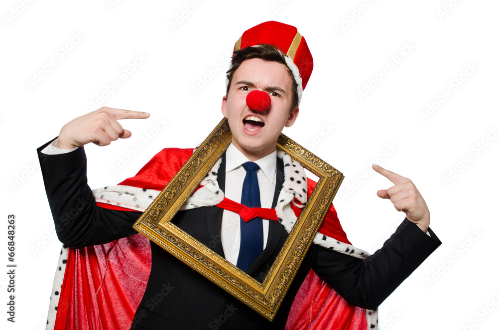 Funny businessman with clown nose Funny businessman with clown nose