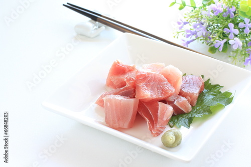 Japanse food, freshness tuna fish with Shiso herb