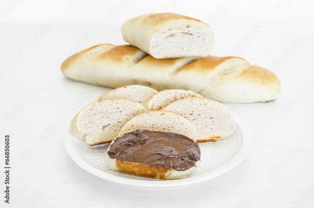 Vienna milky bread with chocolate cream.