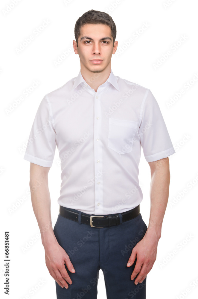 Fototapeta premium Male model with shirt isolated on white