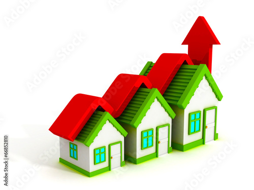 Growth real estate concept house graph with rising arrow
