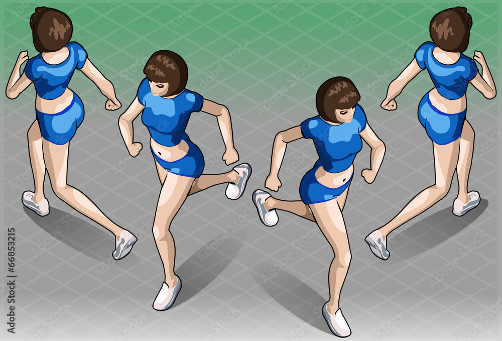 Isometric Fitness Running Woman in Two Positions