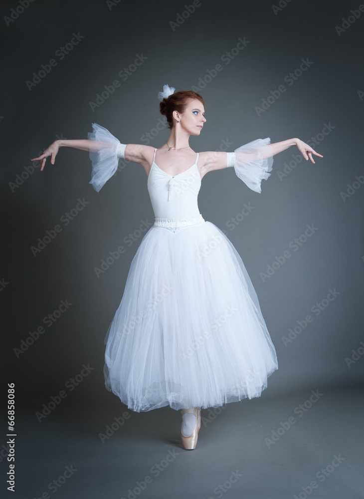 Fototapeta premium ballerina on a grey background
