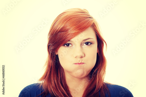 Fotografie Young woman with hiccup